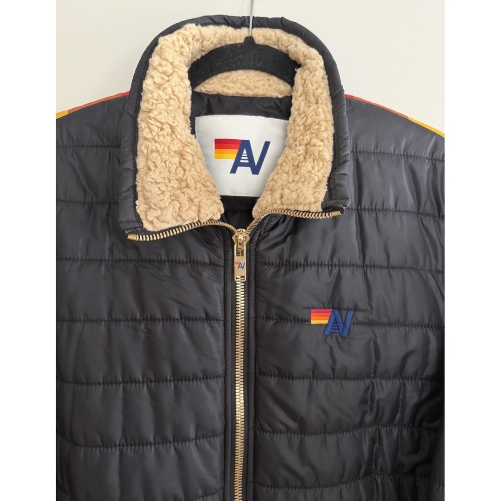 Aviator Nation Sunburst Puffer Jacket Black Women's Size Large - Picture 3 of 16